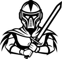 Fierce Warrior With Sword and Helmet Perfect for Tattoo Design and Fantasy Artwork vector