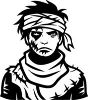 Rugged Warrior Character Illustration with Scars and Bandana for Graphic Design and Tattoos vector