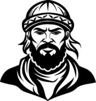 Detailed Illustration of a Bold Viking Warrior with Beard and Helmet for Graphic Designs vector