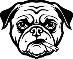 Cool Pug Dog Character with Cigarette for Tattoo Design Merchandise or Graphic Art Projects vector