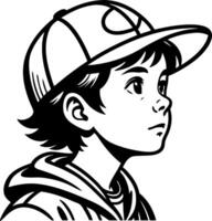 Profile View of a Thoughtful Boy in a Cap Perfect for Illustrations and Coloring Books vector