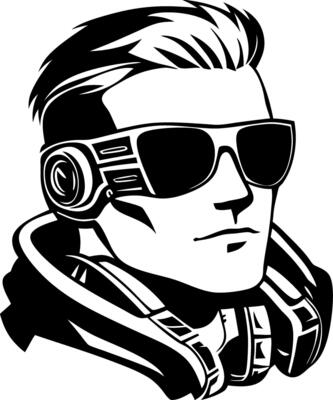 Futuristic Male with Sunglasses and Headset for Tech and Gaming Themes
