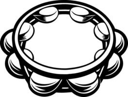 Black Line Drawing of Tambourine Musical Instrument for Art and Design Projects vector