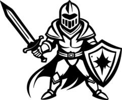 Knight in Armor with Sword and Shield Illustration for Fantasy Art and Tattoo Designs vector
