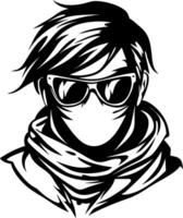 Stylish Mysterious Man in Sunglasses and Scarf Art for Tattoo and Graphic Design vector