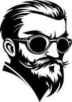 Cool Retro Man with Sunglasses Beard and Mustache Graphic for Tattoos and Art Prints vector