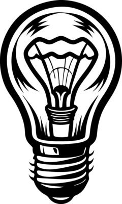 Retro Light Bulb Illustration for Creative Projects and Tattoo Designs