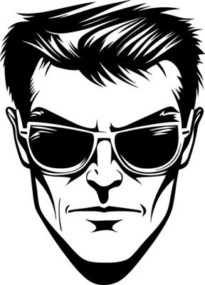 Stylish Male Portrait with Sunglasses Illustration for Graphic Design and Merchandise