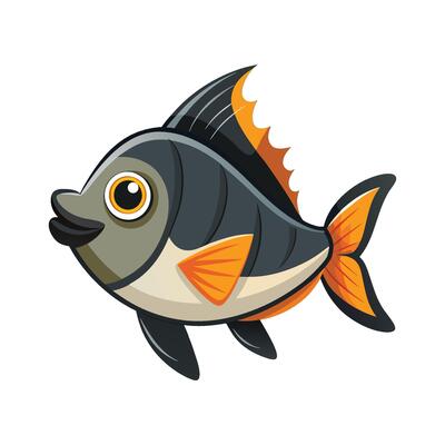Stylized Lake Fish on White Background