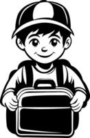 Cheerful Boy with Backpack Ready for School Fun and Adventure Inspiring Education Themes vector