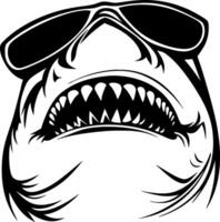 Menacing Shark Face with Sunglasses Ideal for Tattoo Design and Graphic Artwork vector