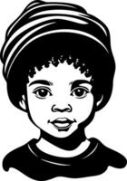 Illustrative Black Child Portrait with Beanie for Art Education and Creative Projects vector