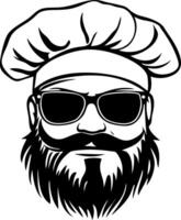 Cool Bearded Chef Wearing Sunglasses and Chef Hat Graphic for Tattoo and Apparel Design vector