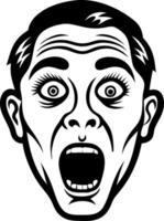 Shocked Expression of a Man with Wide Open Mouth and Eyes for Tattoo or Comic Projects vector