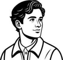 Stylized Portrait of a Young Man with Confident Expression for Illustration and Design vector