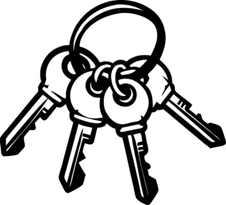 Vintage Keyring Illustration Depicting Classic Keys for Home Security Concept