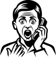 Shocked Boy Talking on Phone Retro Style Illustration for Creative Projects vector
