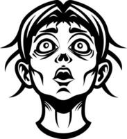 Surprised Young Womans Expression Art Ideal for Tattoo Design and Graphic Projects vector