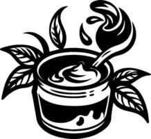 Natural Cream Jar with Leaves and Spoon for Wellness and Skin Care Applications vector