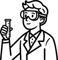Scientist Holding Test Tube Laboratory Experimenting Character Illustration vector