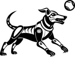 Robotic Dog Playing Fetch with Ball Unique Digital Design for T-Shirts and Illustrations vector
