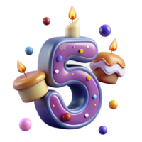 magnificent rustic Numeric Birthday Candle Number 5 Cutout for Age Representation high resolution png
