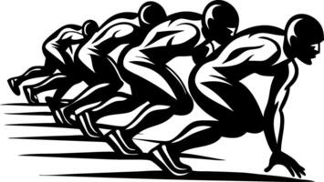 Dynamic Group of Runners Starting Position Powerful Athletic Silhouettes for Sports Designs vector