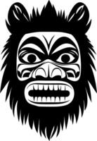 Bold Tribal Mask Design Featuring Fierce Expression Ideal for Tattoo and Artwork Inspiration vector