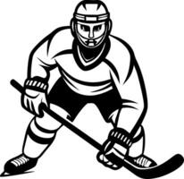 Hockey Player in Action Ready to Shoot Illustration for Sports Merchandise and Stickers vector