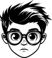 Cool Nerdy Boy Character with Glasses and Spiky Hair for and Print Projects vector