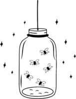Illustration of Magical Jar with Bees and Sparkles for Creative Design Projects vector