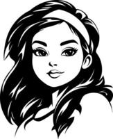 Stylish Girl Portrait with Long Hair and Headband Perfect for Illustrations and Design Projects vector