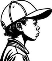 Profile View of a Young Boy in a Baseball Cap Illustrating Childhood and Urban Style vector