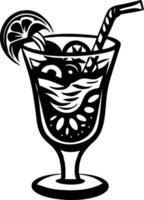 Refreshing Cocktail Glass with Lemon Slice and Straw Ideal for Summer Designs and Illustrations vector