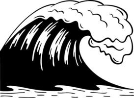 Powerful Ocean Wave Design for Tattoos and Illustrations Featuring Bold Black Lines vector
