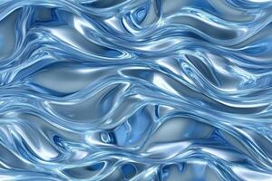 Seamless smooth, flowing abstract pattern resembling waves of blue liquid or glass, with a shiny, reflective surface that creates a sense of depth and movement. photo