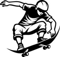 Dynamic Skateboarder Performing Stunt in Mid-Air Art Perfect for Apparel and Design Projects vector