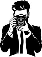 Stylish Man Holding Camera in Formal Attire for Art Design vector