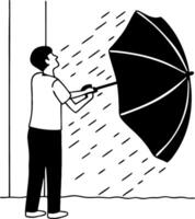 Person Holding Umbrella in Rainy Weather Illustration for Design Projects vector