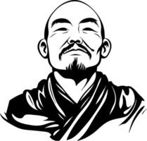 Calm Zen Monk Portrait with Serene Expression for Meditation and Mindfulness Art vector