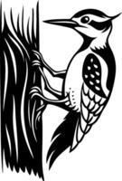 Woodpecker Climbing Tree Trunk Illustration for Nature Themed Designs and Craft Projects vector