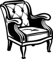 Vintage Upholstered Armchair with Elegant Curved Arms and Tufted Backrest Design vector