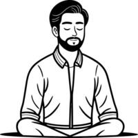 Meditating Man in Relaxed Pose for Mindfulness and Stress Relief Illustration vector