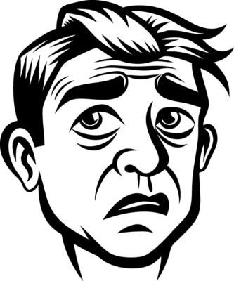 Worried Man Face Illustration for Graphic Design and Tattoo Art