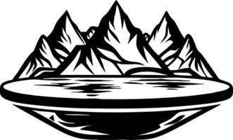 Majestic Mountain Range Floating Above Calm Water Ideal for Nature Inspired Designs vector