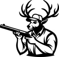 Hunter Deer Illustration with Gun Stylish Graphic Design for Apparel and Tattoo vector