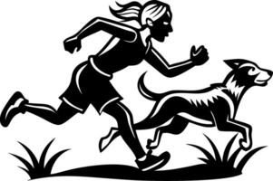 Fitness Enthusiast Running with Dog in Nature Perfect for Active Lifestyle Illustrations vector