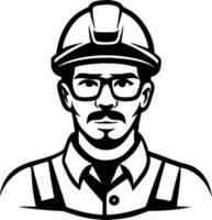 Heroic Construction Worker with Hard Hat and Glasses Illustration for Design Projects vector