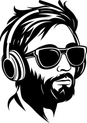 Stylish Man with Headphones and Sunglasses Illustration for Hipster Lifestyle Designs