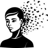 Abstract Portrait of a Woman with Fractured Elements Representing Inner Thoughts vector